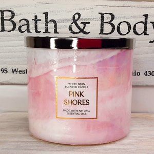 BATH & BODY WASH IRIDESCENT 'PINK SHORES' 3-WICK CANDLE DECORATIVE WRAP